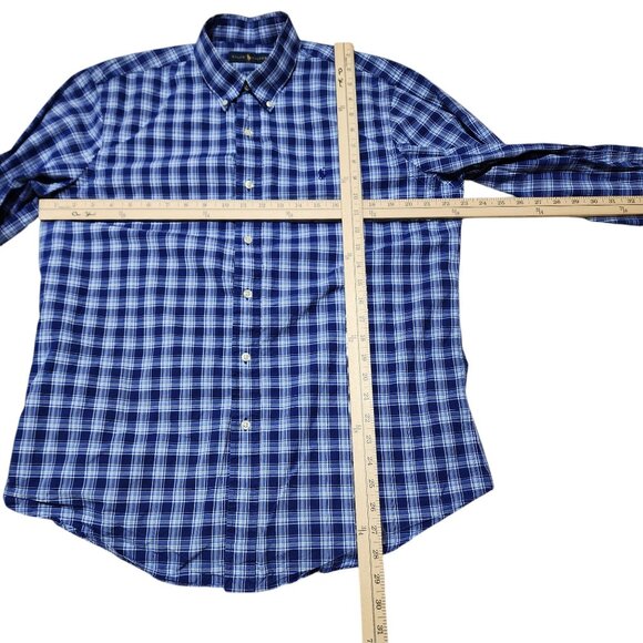 Ralph Lauren‎ Blue Plaid Button-Down Shirt L Mens Cotton Classic Fit Long Sleeve - Picture 6 of 8